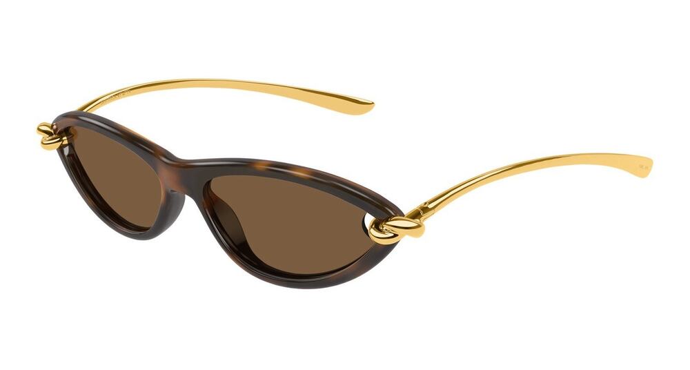 BOTTEGA VENETA BV 1390S 002 Havana Gold KNOT Oval Sunglasses AUTHENTIC